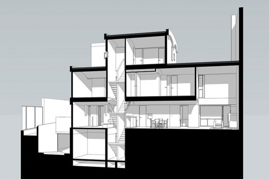 Casas Jaoul, corte, Neully-sur-Seine, Paris, França, 1951-56. Arquiteto Le Corbusier