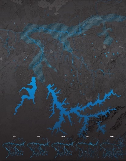 mapa da canalização dos rios Pinheiros e Tietê