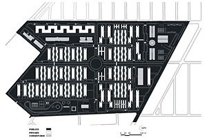 Fig.19: Mapas temáticos Público x Privado. A cor preta representa o espaço público e a cinza os equipamentos comunitários. Situação hipotética
