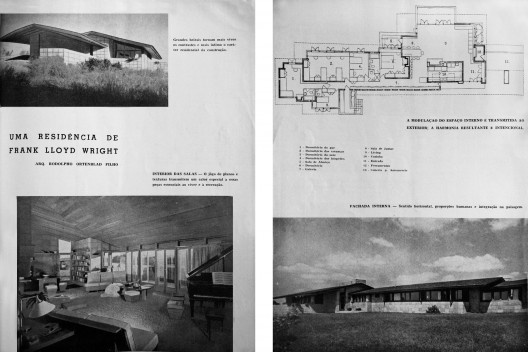 ORTENBLAD FILHO, Rodolpho. Uma residência de Frank Lloyd Wright. Acrópole, São Paulo, n. 180, out. 1953, p. 451-453.