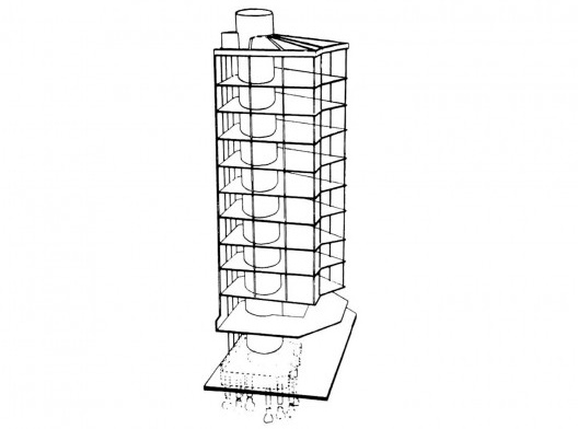 Luis García Pardo e Adolfo Sommer Smith, Edifício El Pilar, Montevidéu, 1957. Perspectiva