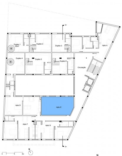 Apartamento escolhido para simulações no 2º pavimento