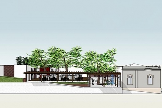 Casa do Capitãozinho, Uberlândia MG Brasil, vista lateral do anexo e casa, 3º lugar Concurso Sustentabilidade em Edificações Públicas. Estudante Camila Monteiro de Castro, 2008