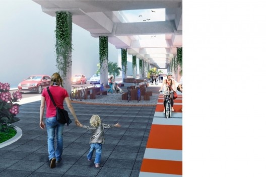 Trilhos Criativos, maquete eletrônica da área Q1: vista do estar, Novo Hamburgo RS