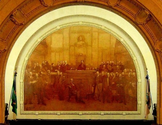 Assinatura da Constituição de 1891, pintura decorativa de Eliseu Visconti para o Plenário Barbosa Lima Sobrinho do atual Palácio Tiradentes/ALERJ, Rio de Janeiro, 1926