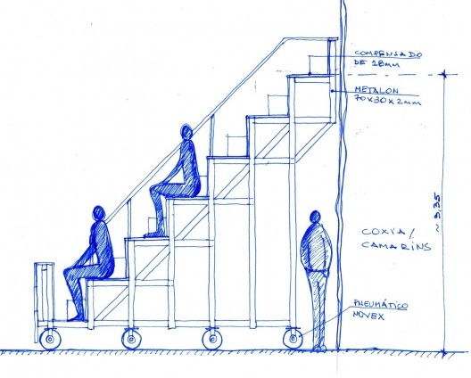 Croqui construtivo da arquibancada/cenário