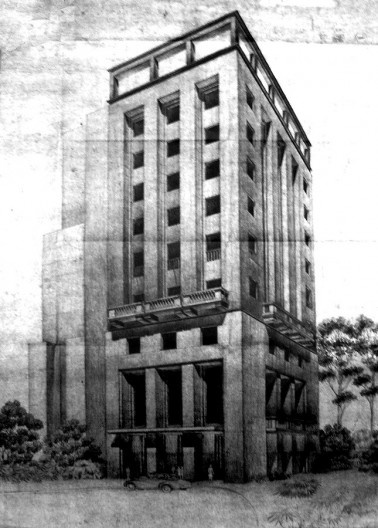 Versão clássica do projeto de Warchavchik para o Automóvel Clube, São Paulo, 1948