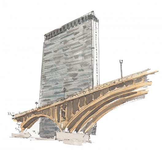 Em primeiro plano, viaduto santa Ifigênia. Em segundo plano, Edifício Condomínio Mirante do Vale