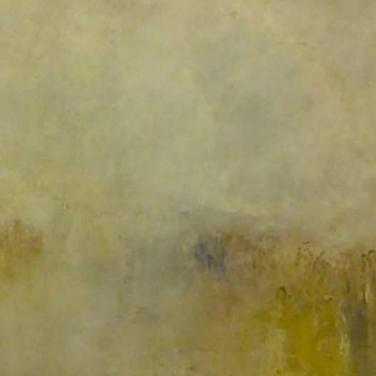 Pintura em aquarela de Turner, onde os contornos dos objetos são diluídos, uns nos outros, assim como as cores