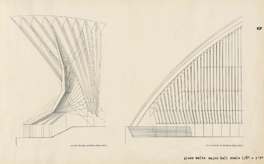 Casa de Ópera de Sidney, detalhe do fechamento em asa de pássaro, Sidney, Austrália, 1957. Arquiteto Jorn Utzon