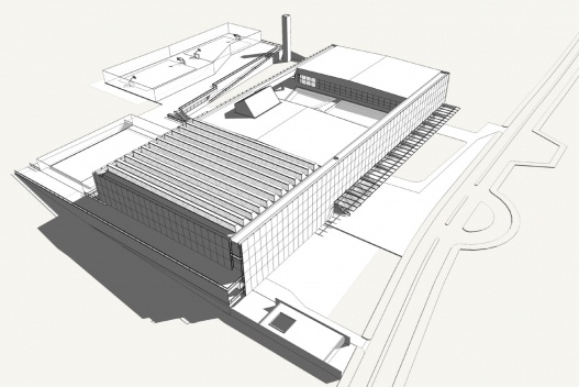 Concurso de Propostas Arquitetônicas para o futuro SESC Guarulhos, volumetria, 8º lugar. Andrade Morettin Arquitetos