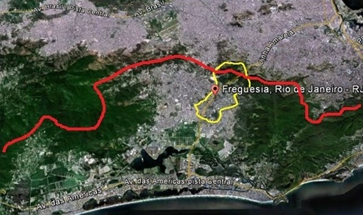 Traçado esquemático da Trilha ecológica Transcarioca