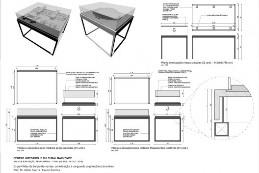 11. Exposição “Três pavilhões de Sérgio Bernardes”, bases das maquetes, peças e mesas, concepção de Fausto Sombra