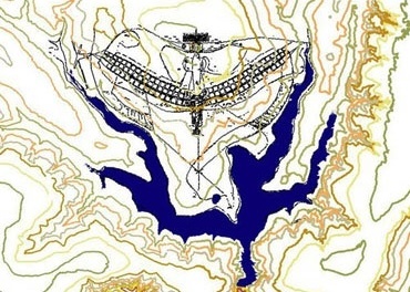 Figura 1. Montagem do projeto original de Lucio Costa (PPB, 1957) com a topografia