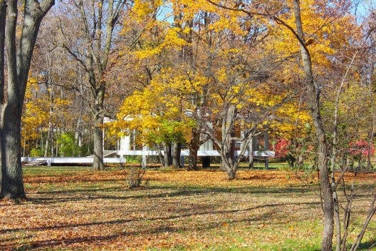 Vista de aproximação à Farnsworth House