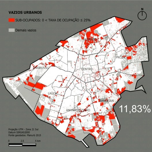 Porcentagem de áreas sem edificação – Taxa de Ocupação 0%