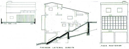 Fachadas da casa-atelier de Samson Flexor. São Paulo. Rino Levi, 1951.