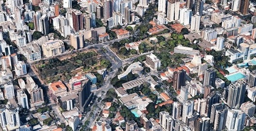 Vista aérea da Praça da Liberdade, Belo Horizonte