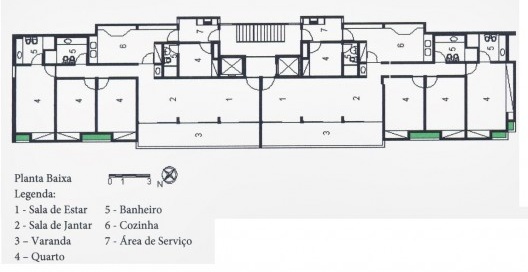 Wandenkolk Tinoco, Edifício Villa Bella (1974), planta.