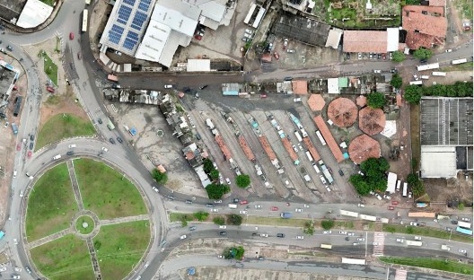 Vista aérea do Terminal Rodoviário da avenida Vitorino Freire antes das intervenções propostas