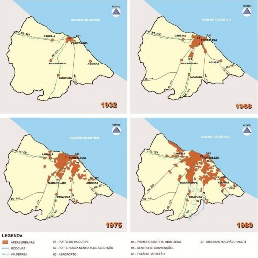 Mapa Fortaleza e RMF, evolução da área urbana, 1932-1980