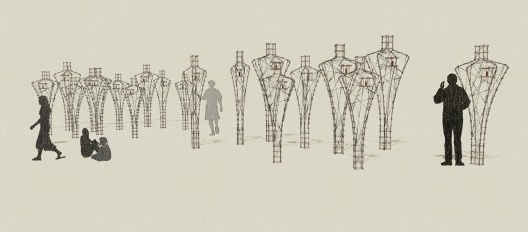 Memorial aos migrantes, croquis original, Elea 2018, Colônia do Sacramento, Uruguai. Coletivo Arrabal