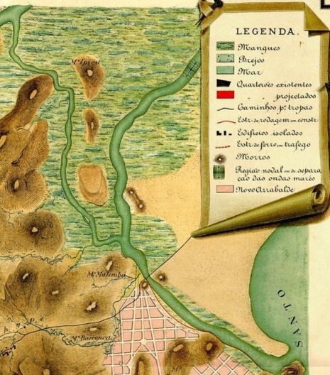 Detalhe da legenda da carta Esboço da Planta da Ilha da Victoria