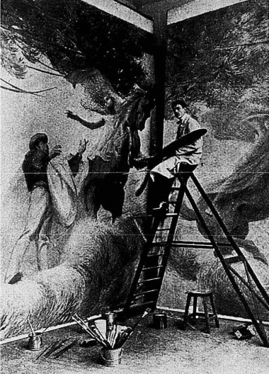 Rodolpho Chambelland executando decorações para a Esposizione Internazionale dell'Industria e del Lavoro em Turim, c. 1911