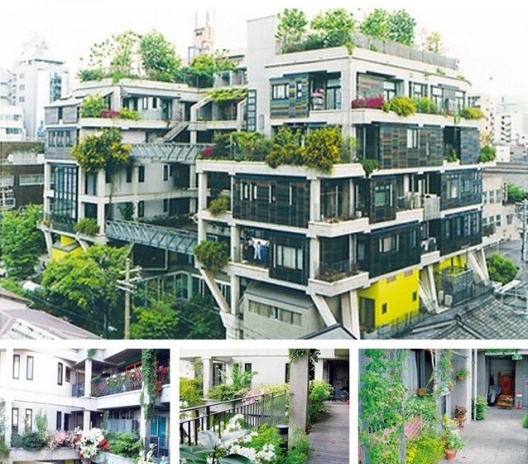 Next 21, ruas aéreas, espaços coletivos e jardins, Osaka