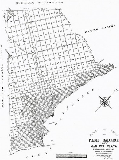 Plano de Mar del Plata de 1874 definido por Chapeaurouge