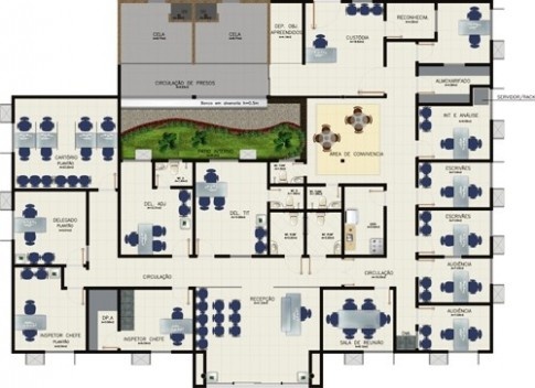 Planta Baixa com Lay-out da nova delegacia