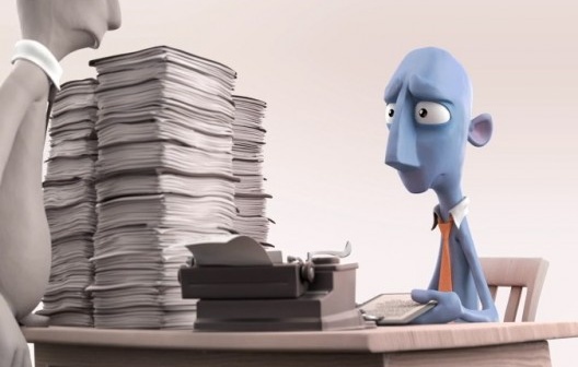 Paste e Copi obrigados a realizarem as mesmas tarefas todos os dias. Curta-metragem “Alike”, direção de Daniel Martínez Lara e Rafael Cano Méndez, 2017