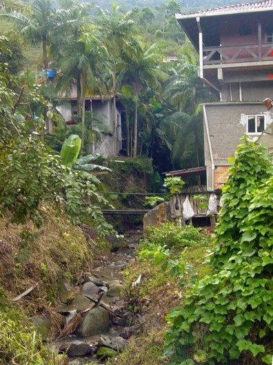 Ocupação da Área de Preservação Permanente ao longo do ribeirão na Rua Francisco Benigno Jordão