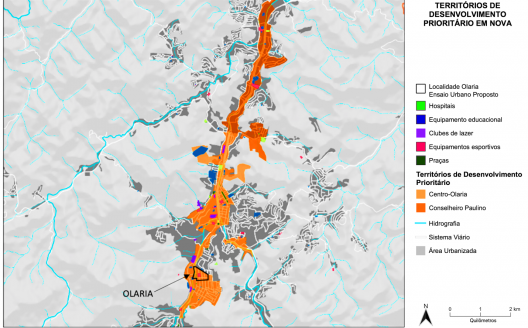 Mapa dos Territórios de Desenvolvimento Prioritário em Nova Friburgo, Equipamentos Urbanos