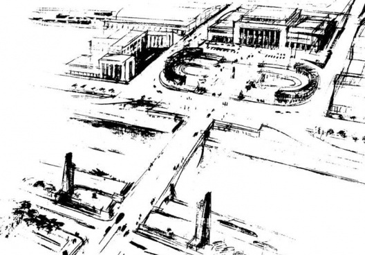 Croquis de Prestes Maia para a Ponte das Bandeiras