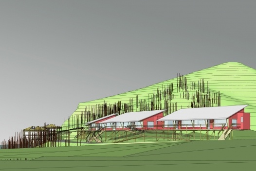 Campus Lagoa do Piau, chalés professores e estudantes, perspectiva, Caratinga MG. Arquiteto Sylvio Emrich de Podestá, 2006