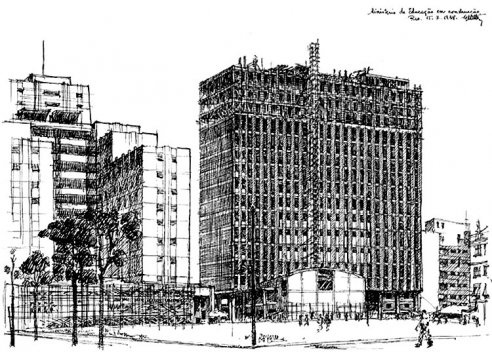 Ministério da Educação e Saúde em construção, Rio de Janeiro. Géza Heller, 1938