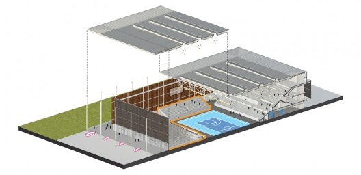 Arena da Juventude, corte, Parque Olímpico de Deodoro, Rio de Janeiro, RJ, Escritório Vigliecca & Associados