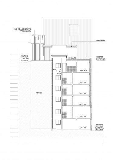 Edifício 43-57, corte transversal