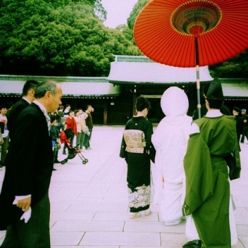 Cerimônia de casamento Shinto, parque Yoyogi, câmera LCA