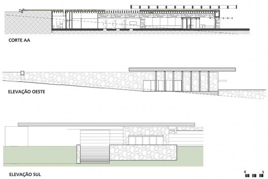 Welcome Center Alphaville Brasília, corte e elevações, Brasília. Escritório Rocco, Vidal + Arquitetos