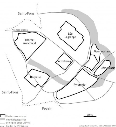 Localização do bairro Armstrong no conjunto Les Minguettes