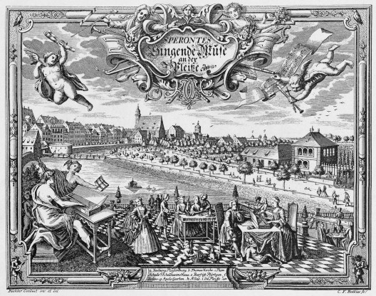 Um Kaffeegarten em Leipzig - capa do primeiro volume de \"Singende Müse an der Pleisse\", de Johann Sigismund Scholze