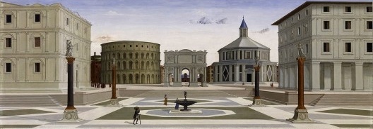 Cidade ideal, Fra Carnevale, óleo e têmpera sobre painel, c.1480-1484