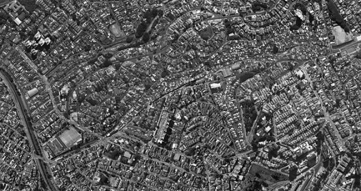 Reurbanização da favela do Sapé, aerofotogrametria da área, Rio Pequeno, São Paulo, 2014. Base 3 Arquitetos, arquitetos Marina Grinover, Catherine Otondo e Jorge Pessoa