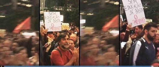 Manifestação contra os cortes de recursos anunciados pelo Ministério da Educação nas universidades públicas federais, Avenida Paulista, São Paulo, 15 de maio de 2019, 17h35