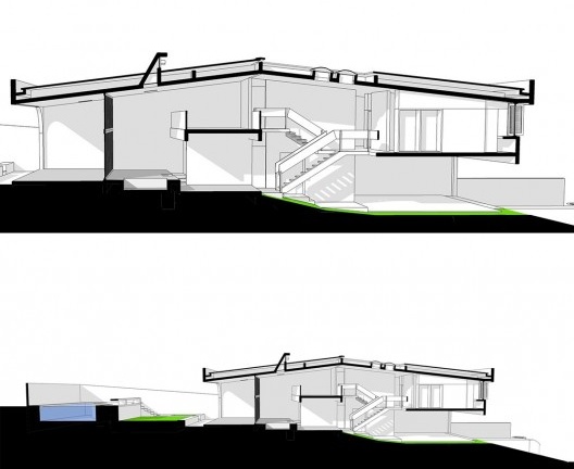 Residência Edenor Buchholz, corte perspectivado em toda a extensão do lote, Porto Alegre, 1980