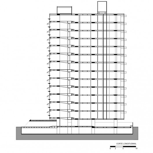 Edifício Guaimbê, corte longitudinal