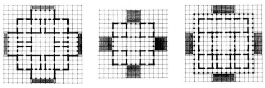 Jean-Nicolas Louis Durand, Combinações horizontais de colunas, pilastras, muros e portas