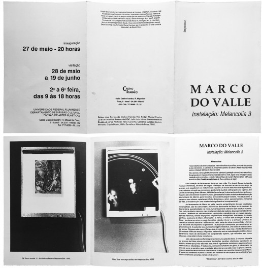 Marco do Valle, “Melancolia 3”, folder, Casino Icarahy, Niterói, 28 de maio a 19 de junho de 1992